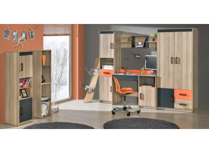 Children's complete set: youth room bed, dresser, wardrobe, desk, office