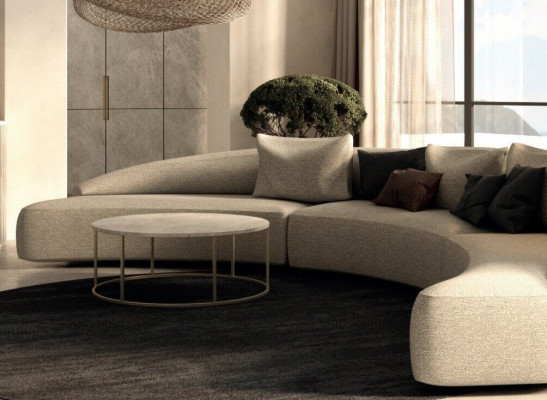 Sectional U-shape XXL sofas living area sofa set 3-piece. Round sofas couches.
