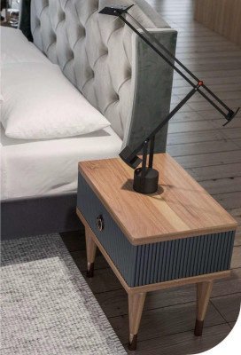Modern Chesterfield Bedroom Set Designer Double Bed Nightstands