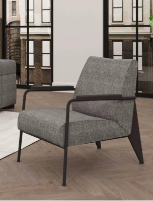Gray armchair, stainless steel legs, modern living room furniture, armchair, sofa, couch