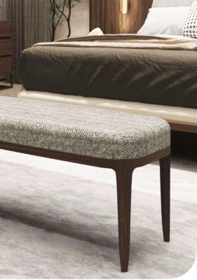 Bedroom stool luxurious gray fabric with soft padding new