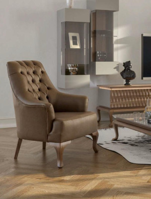 Brown Chesterfield Single-Seater Living Room Furniture Modern Luxury Armchair
