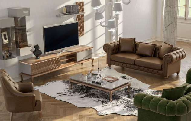 Brown Chesterfield Single-Seater Living Room Furniture Modern Luxury Armchair