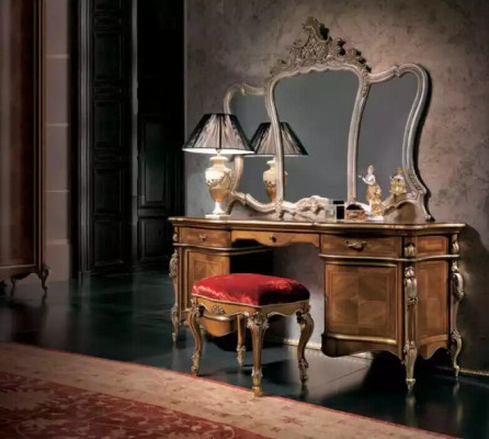 Dressing table bedroom stool mirror wood suite designer furniture set