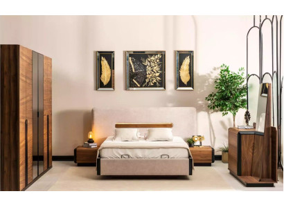 Bed + 2x Nightstands 5-piece Bedroom Set Designer Luxury Bedroom