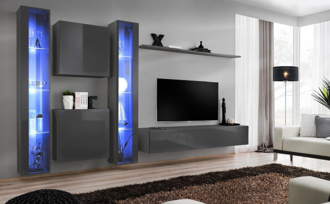 Luxury 2x Hanging Display Cabinet New Living Room Wall 2x Wall Cabinet Complete Set Wall Shelf New