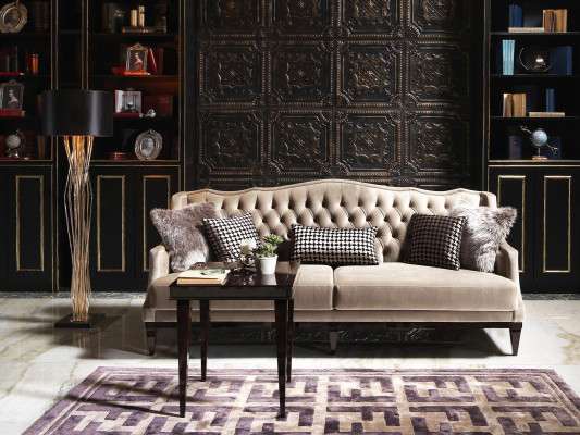 Four-seater sofa set three-seater armchair gray fabric sofa upholstered sofa
