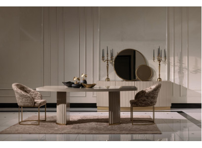 Dining group dining nook dining table chairs set 9-piece dining room beige wood luxury