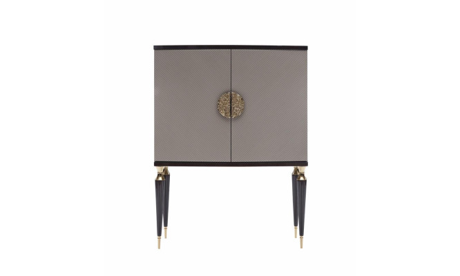 Armchair, Bar Cabinet, Gray Fabric, Wing Chair, Bar, Living Room Set