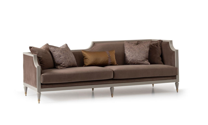 Four-seater sofa, 4-seater fabric sofa, brown upholstered sofa, sofas, living room.