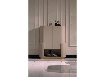 Bar cabinet, cabinet, wooden cabinet, wooden bar, beige, drinks, living room.