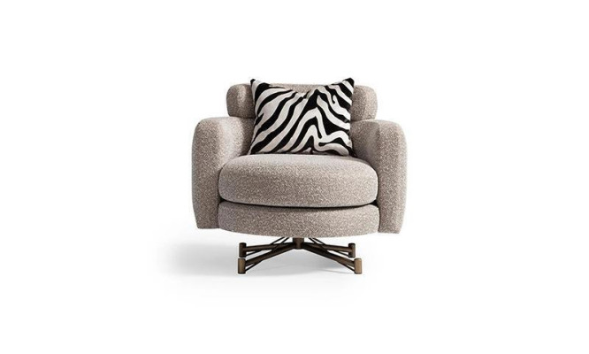 Armchair with footstool, wingback chair, TV armchair, padded armchair, gray, Zerba