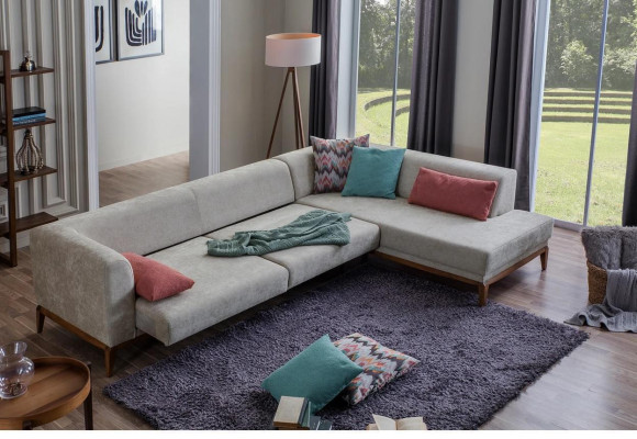 Gray L-shaped corner sofa living area living room couches luxury sofas
