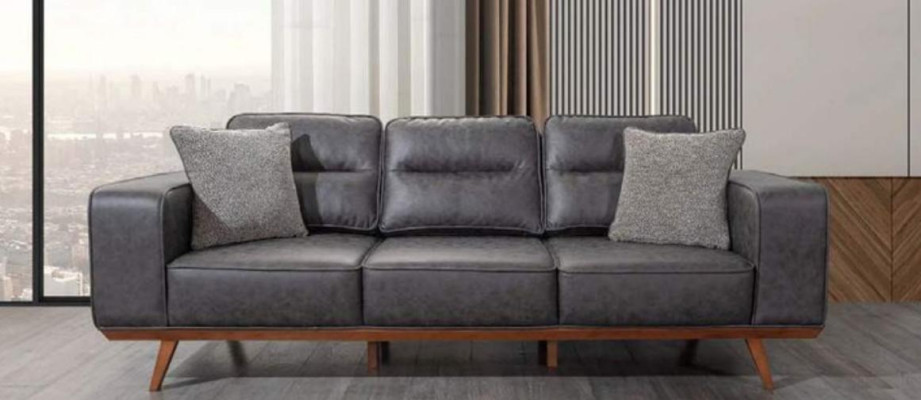 Gray living room sofa set three-seater armchair luxury upholstered seat