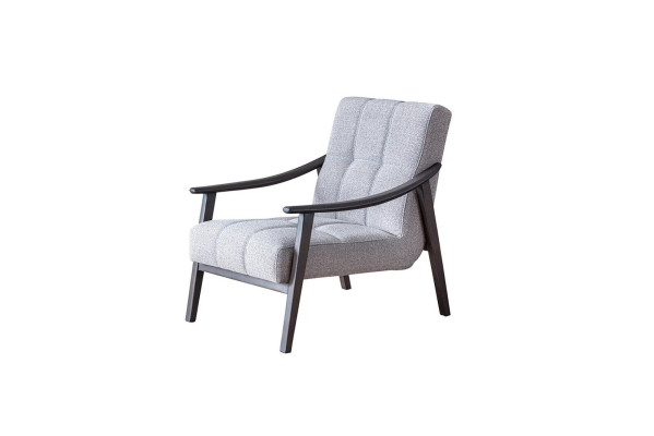 Designer gray armchair living room seating luxurious wooden frame new