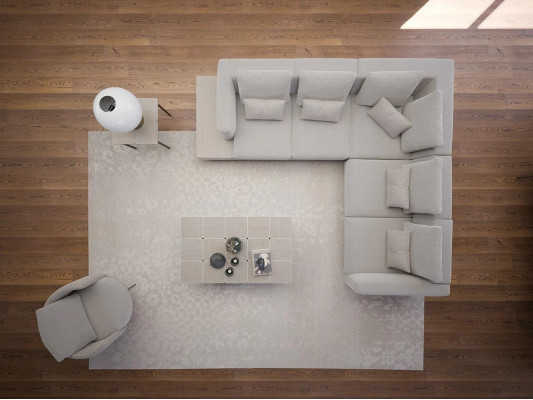 Upholstered Furniture Luxury Corner Sofa L-Shaped Living Room Gray Sofa Couch Coffee Table