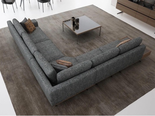 Gray Sofa L-Shape Living Room Set 2 Piece Coffee Table Corner Sofa Luxury Upholstered Furniture