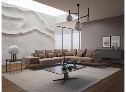 Living room corner sofa L-shape designer luxury set furnishing coffee table new