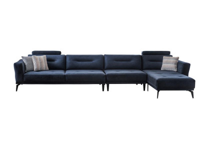 Massive living room L-shaped dark blue corner sofa modern luxury design