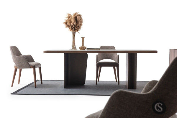 Dining room set 5-piece. Dining table 4x chairs modern design brown luxury set