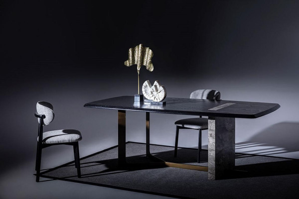 Dining room set 5-piece. Black modern design dining table with 4 chairs luxury.
