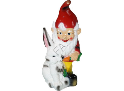 Design Dwarf with Rabbit Figure Garden Statue Sculpture Figures Sculptures New