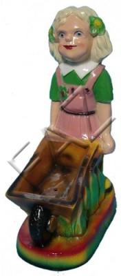 Design girl with wheelbarrow garden statue sculpture figures sculptures new