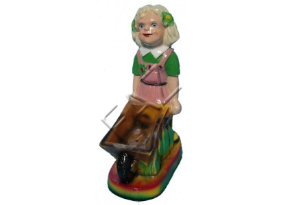 Design girl with wheelbarrow garden statue sculpture figures sculptures new