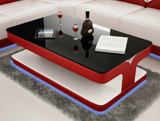 Coffee Table Design Living Room Leather Coffee Glass Couch Cushion Side Table