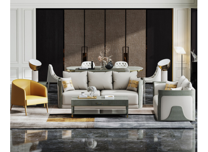 Noble Gray Living Room Sofa Set 3+2 Seater Leather Couches Exclusive Furniture