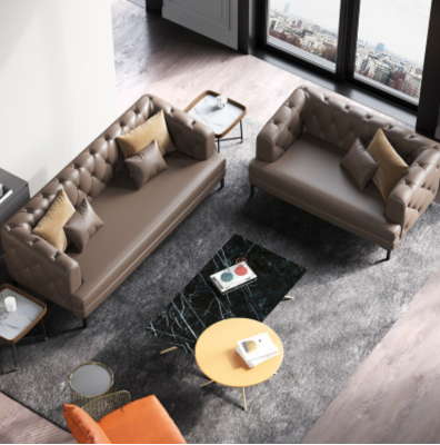 Brown Chesterfield Sofa Set 3+2 Seater 2-Piece Set Designer Decor Upholstered Couches
