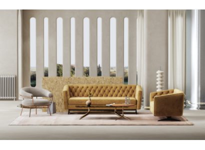 Yellow Living Room Sofa Set Exclusive 3+2 Chesterfield Upholstered Sofas Seating Furniture
