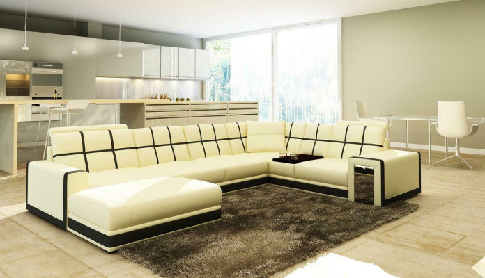 Leather Sofa XXL Living Landscape Corner Sofa Upholstered Corner Seat Couch Set