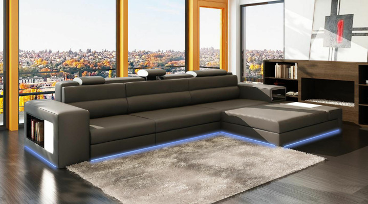Design XXL corner sectional sofa couch L-shape leather sofa set