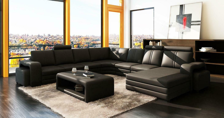 XXL multifunctional leather couch sofa big sofa cushion decor corner sofa modern