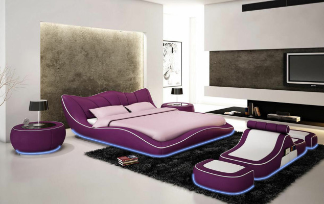 Modern design bed XXL decorative beds luxury style double hotel leather