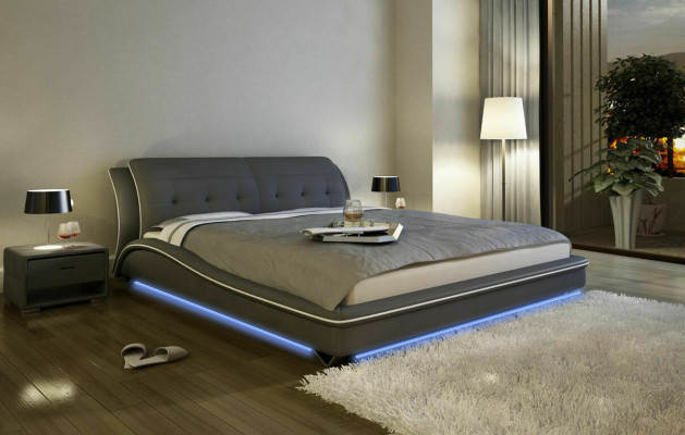 Modern design bed XXL beds luxury style double hotel leather