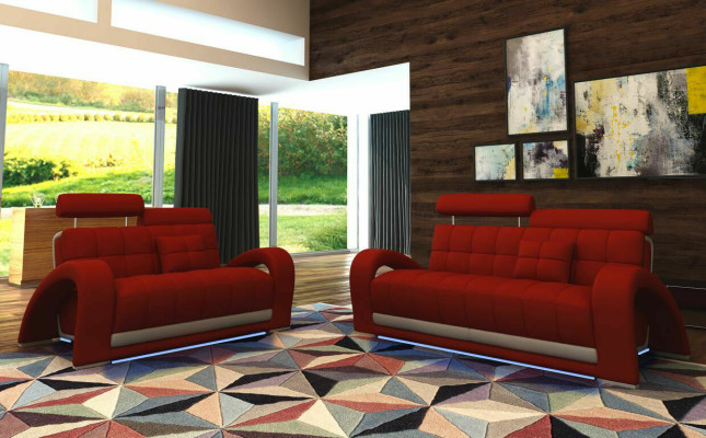 Leather sofa couch living landscape 3+2 seater design modern sofa 2232