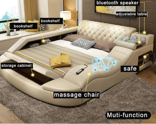 Multifunction Bed Luxury Design Leather Beds Hotel Double Storage