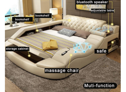 Multifunction Bed Luxury Design Leather Beds Hotel Double Storage