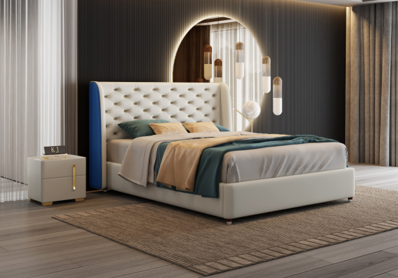 Bed Cushion Design Luxury Double Hotel Beds Sleep Room Leather Modern