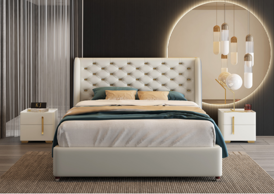 Bed Cushion Design Luxury Double Hotel Beds Sleep Room Leather Modern