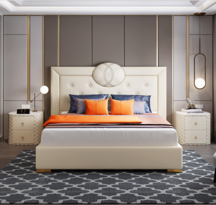 Luxury bedroom bed double design upholstered beds furniture sleep hotel