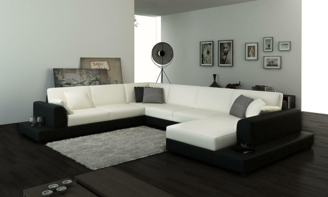 Leather sofa couch living landscape corner sofa corner set design decor modern