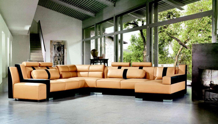 XXL U-Shape Leather Living Landscape Couch Upholstered Seat Corner Sofa Large Suite