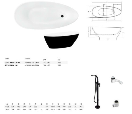 Black LUXURY Design Freestanding Bathtub Tub Bath Bathtubs