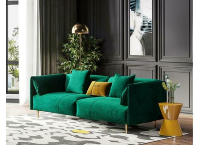 Sofa 2-seater velvet two-seater relax velvet wood club seat design couch lounge