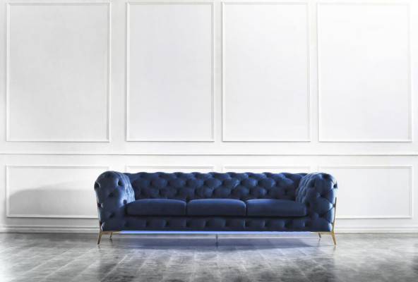 Chesterfield Seat Fabric Upholstery 2-Seater Living Room Couch Sofa Upholstery Set