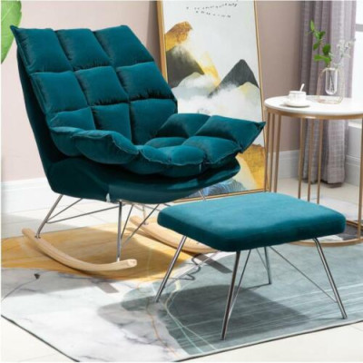 Armchair Metal Design Upholstery Lounge Rocking Chair Seat Room Rocker