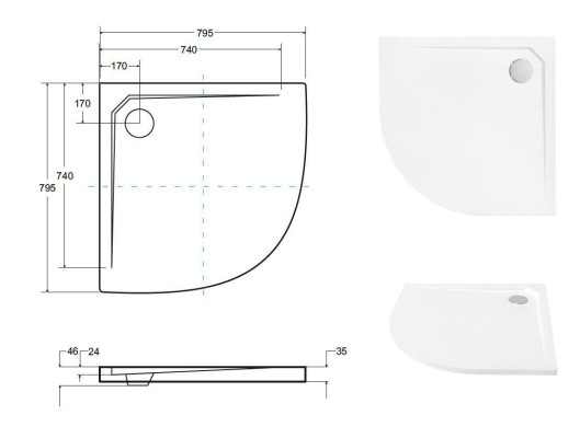 Shower tray, shower stall, acrylic bathtub, drain fitting, drain.